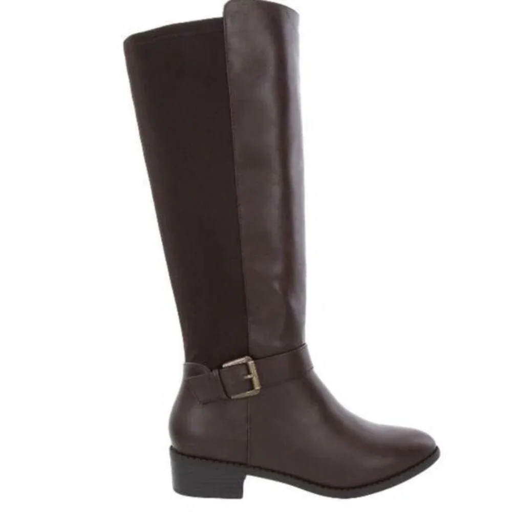 Rampage Women's Ram-Ivey Tall Riding Faux Leather Boots Dark Brown Size 6.5M - Picture 2 of 9